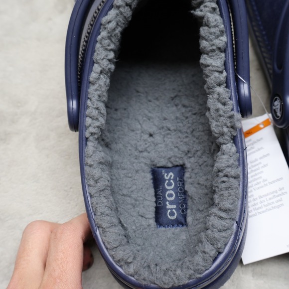 Crocs Men 12 Clog Blue Classic Lined Fleece Light Comfort Slip On Indoor NEW main image 15